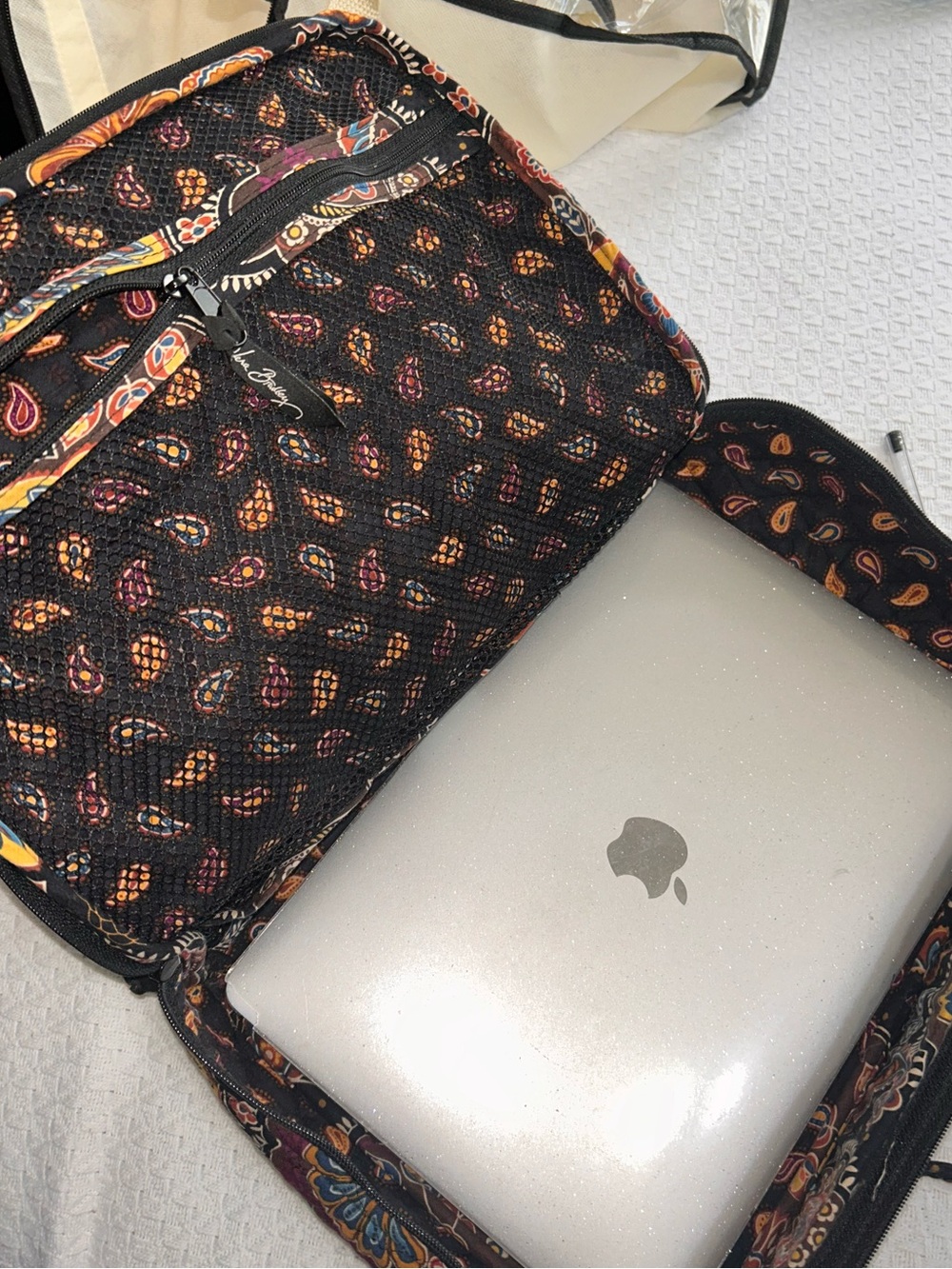 Quilted Paisley Laptop Case/ Travel Bag - Black/Brown - Picture 4 of 4